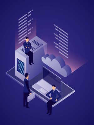 data network businessman datacenter computer cloud storage vector illustration